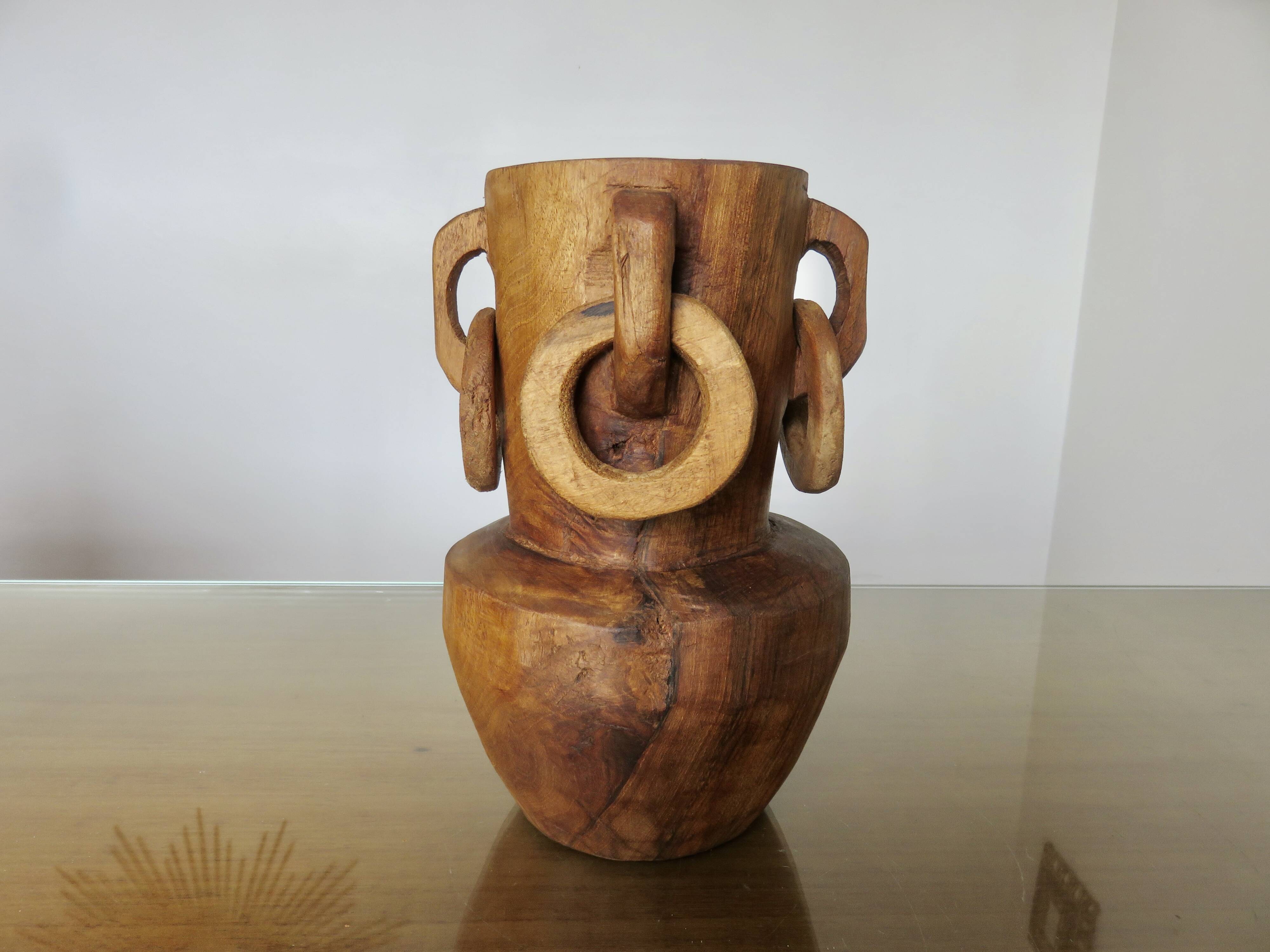 African vase in solid teak