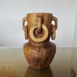 African vase in solid teak
