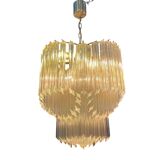 Italian Brass and Murano Glass Quadrilobi Chandelier by Venini, 1970s