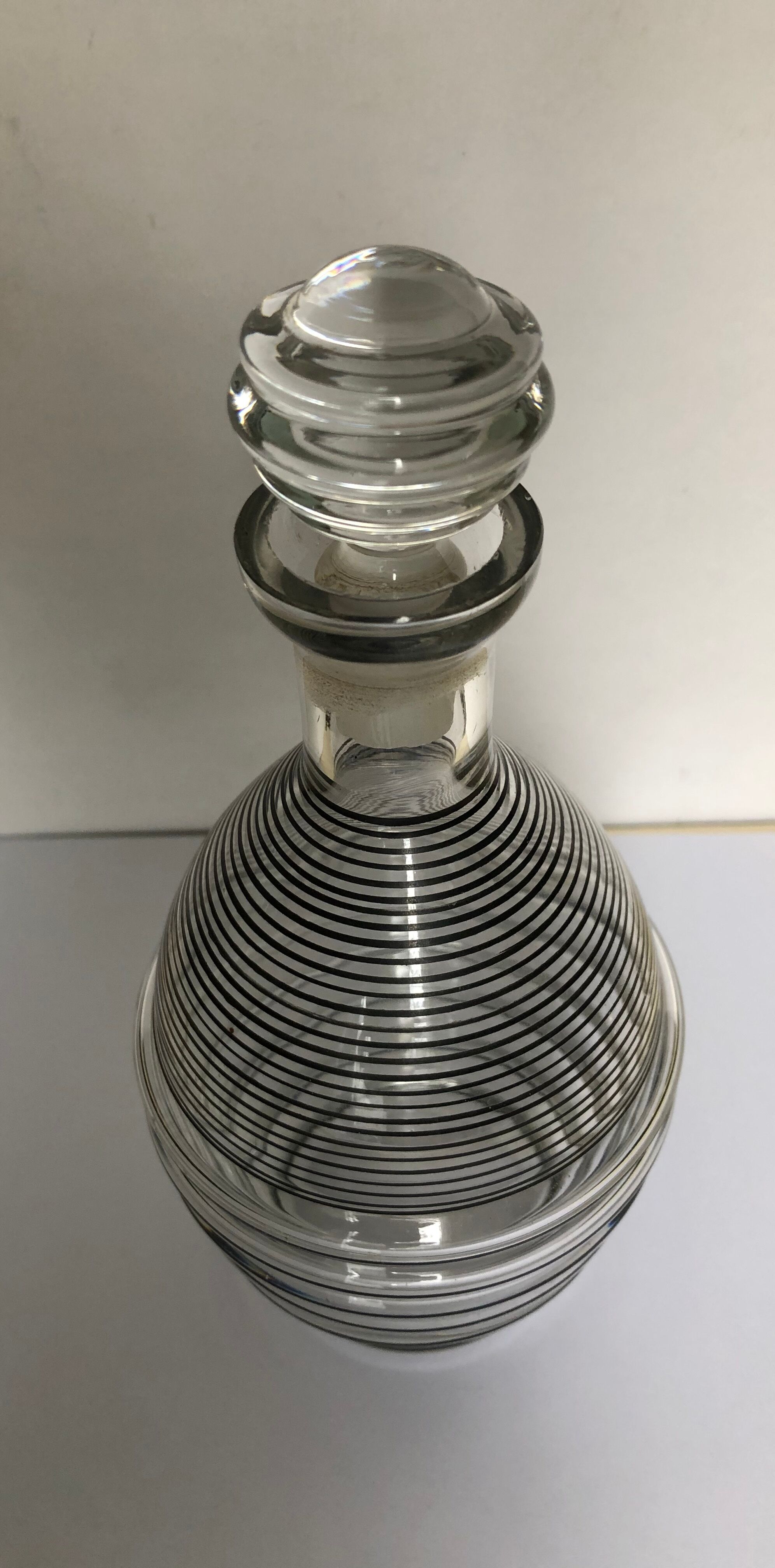 Streaked glass carafe
