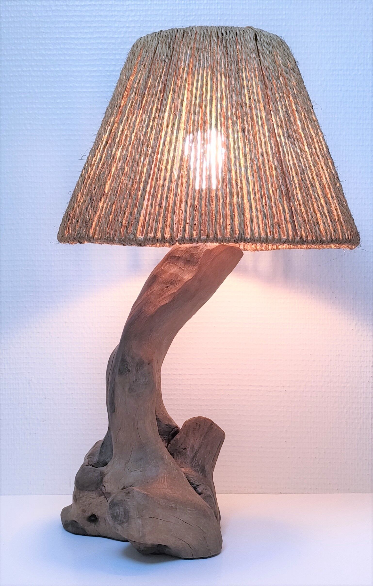 Brutalist solid patinated wood lamp foot