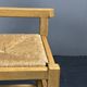 Dutch postmodern brutalist oak corner side chair with rush seat, 1970s