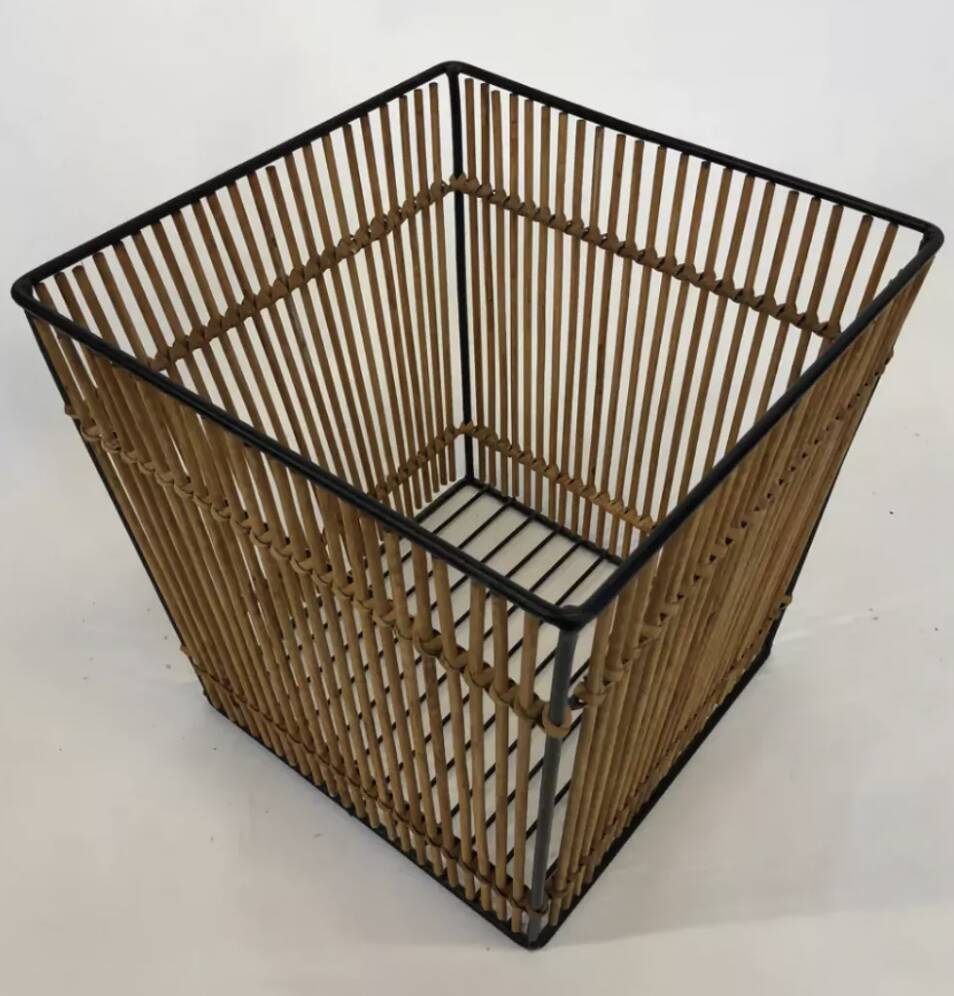 Mid Century Rohe Noordwolde rattan basket by Dirk van Sliedrecht 60's Design