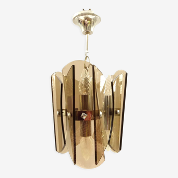 Lustre design en verre fumé 6 lumières