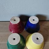 Set of 4 small vintage multicolor enameled slip flower pots