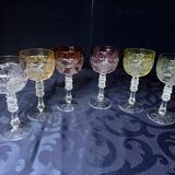 Ensemble de 6 verres à vin. Cristal massif coloré.