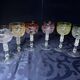 Set of 6 wine glasses. Solid colored crystal.