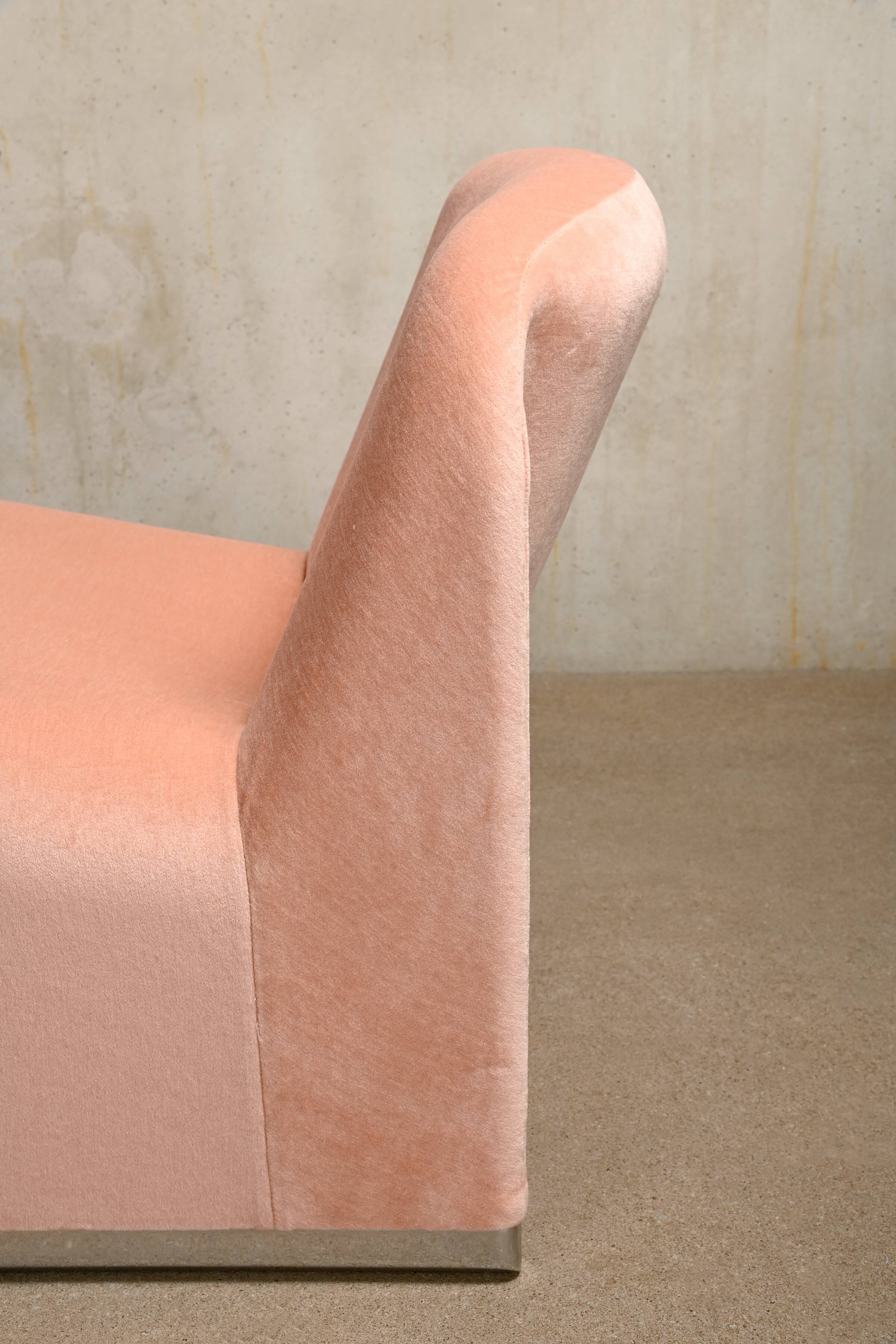 Giancarlo Piretti Alky Lounge Chair in Pink Velvet (Rose Dust) Fabric for Anonima Castelli