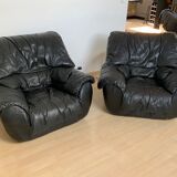 Leather sofa and armchairs