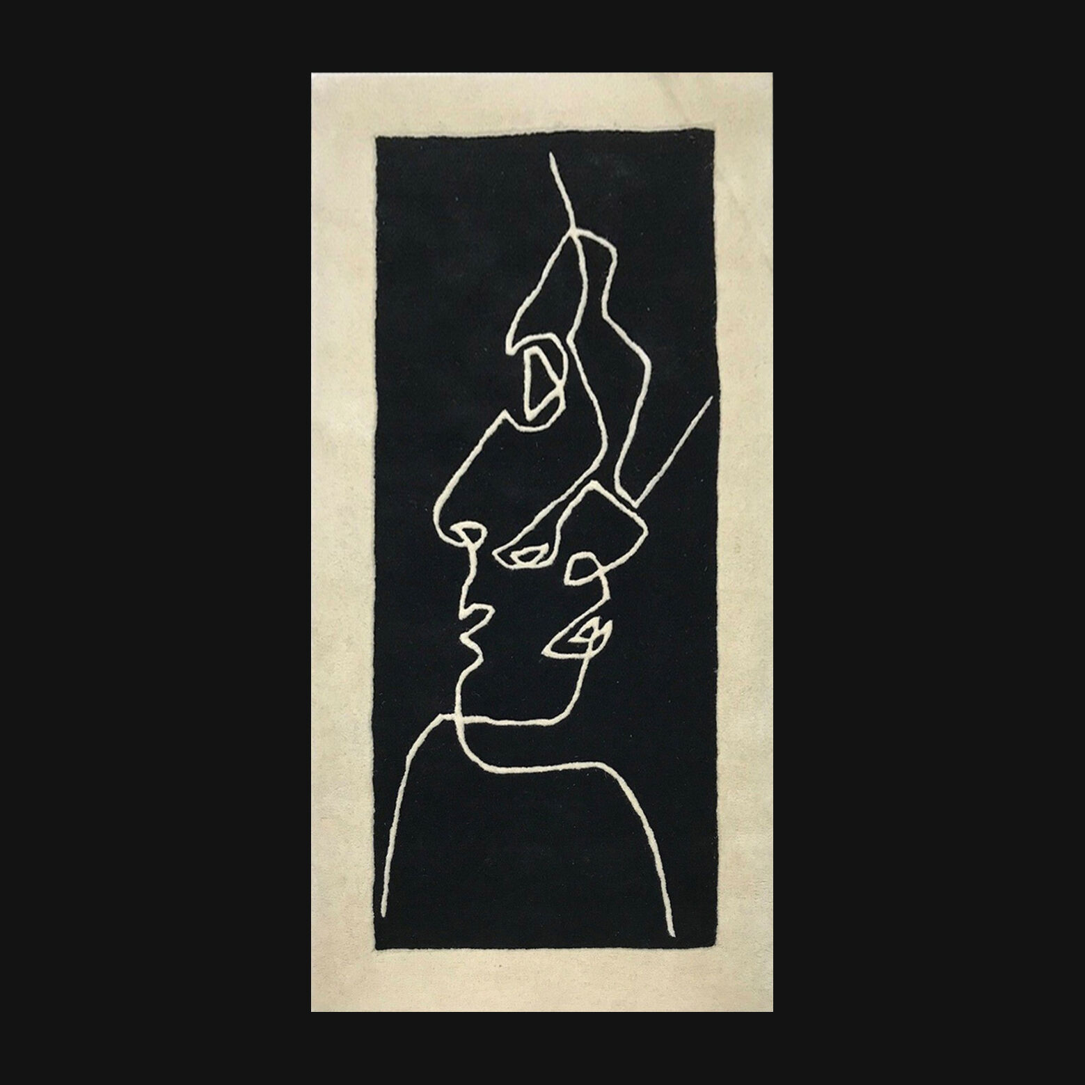 Vintage Danish carpet in surreal pattern wool