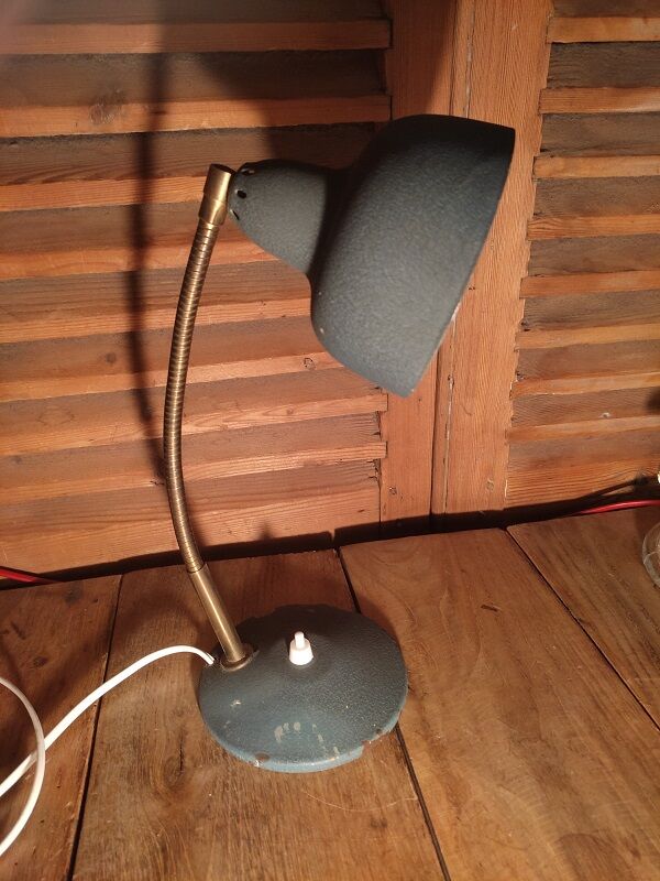 Bedside desk lamp metal velvet blue gray