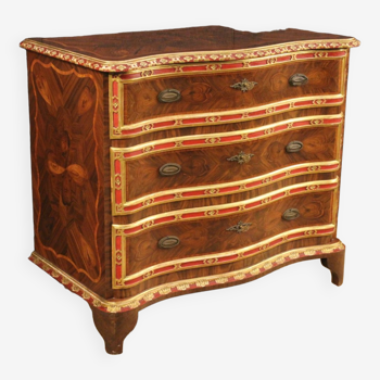 Genoese inlaid chest of drawers in wood from 20th century