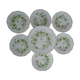 6 flat plates and 1 round dish haviland limoges with green and gold horn