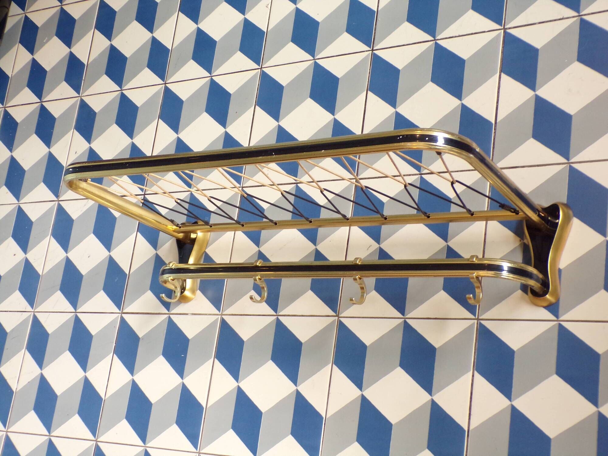 Vintage coat rack like a train luggage rack
