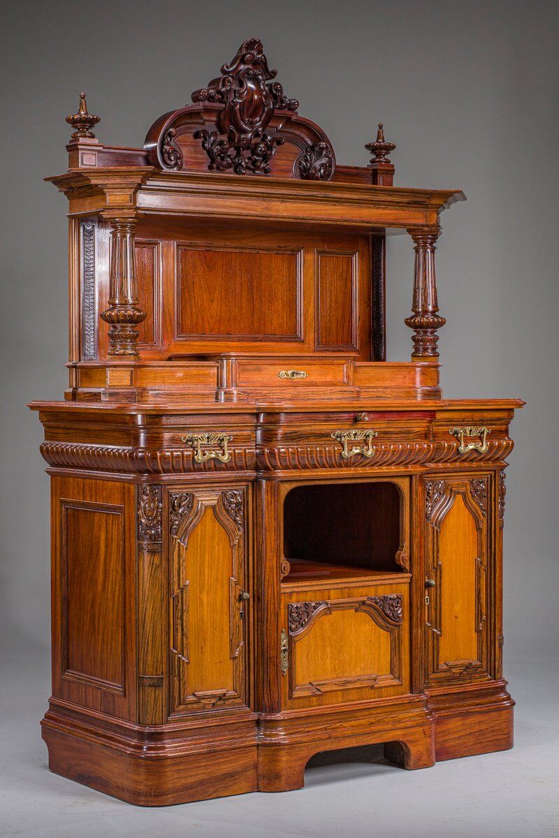 Buffet néo-baroque allemand en noyer et acajou, années 1890
