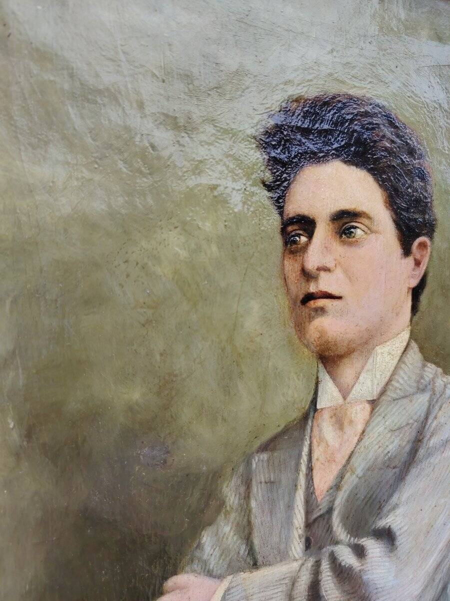 Oil painting on canvas by Pietro Mascagni, composer from the early 1900s.