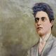 Oil painting on canvas by Pietro Mascagni, composer from the early 1900s.