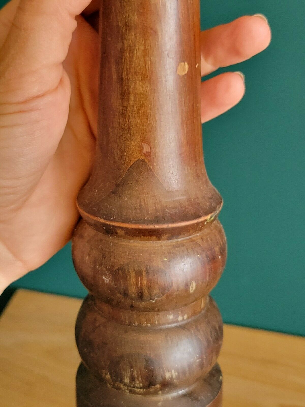 Moulin à poivre vintage en bois H 36,5 cm