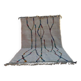 Moroccan Berber Handmade Rug - Minimalist White Wool with Colorful Lines 300x200 cm