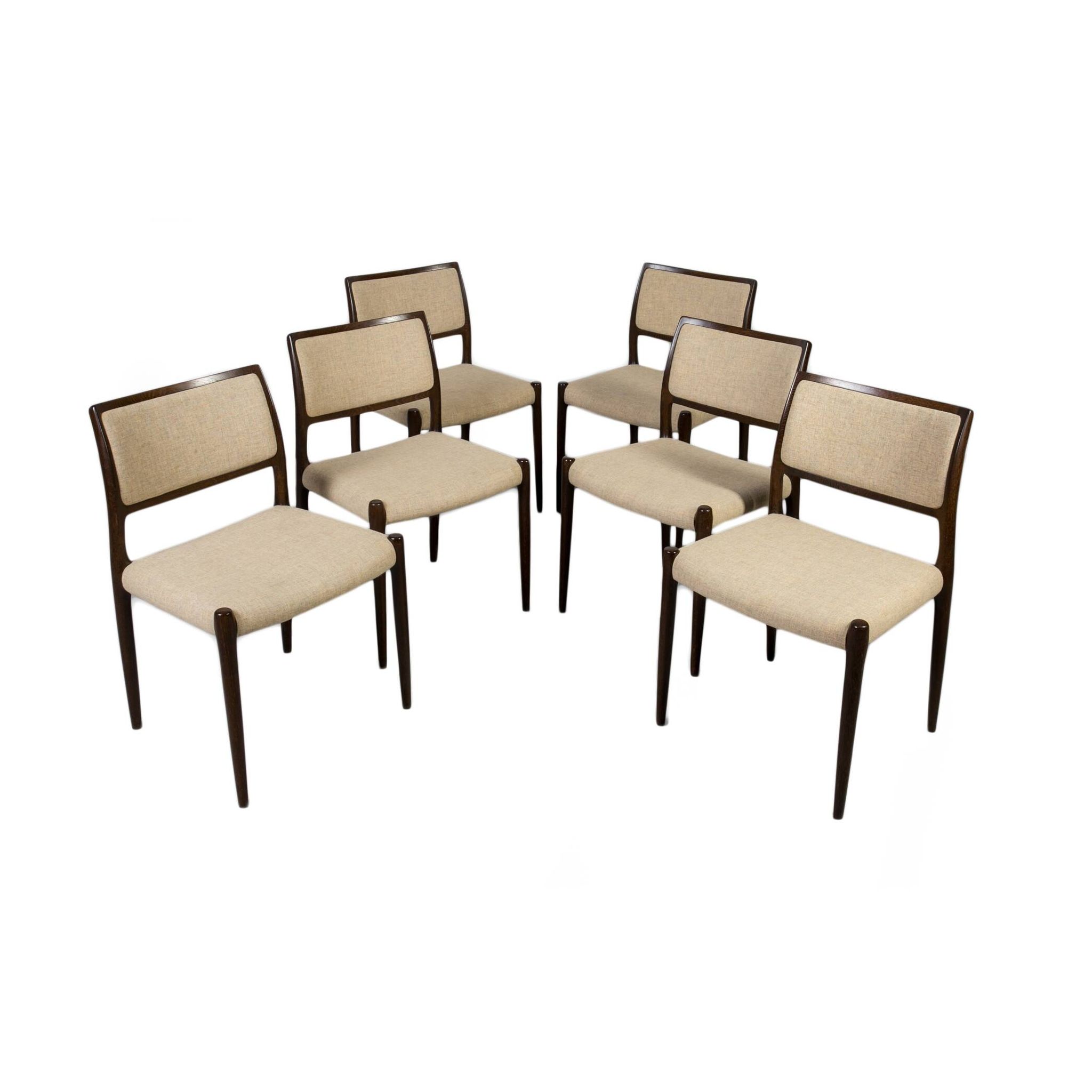 Set of 6 Model 80 Dining Chairs by Niels Otto Møller for JL Møllers Møbel