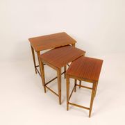 Nested tables in Art Deco style made of mahogany and stained birch, NK Sweden, 1940s.