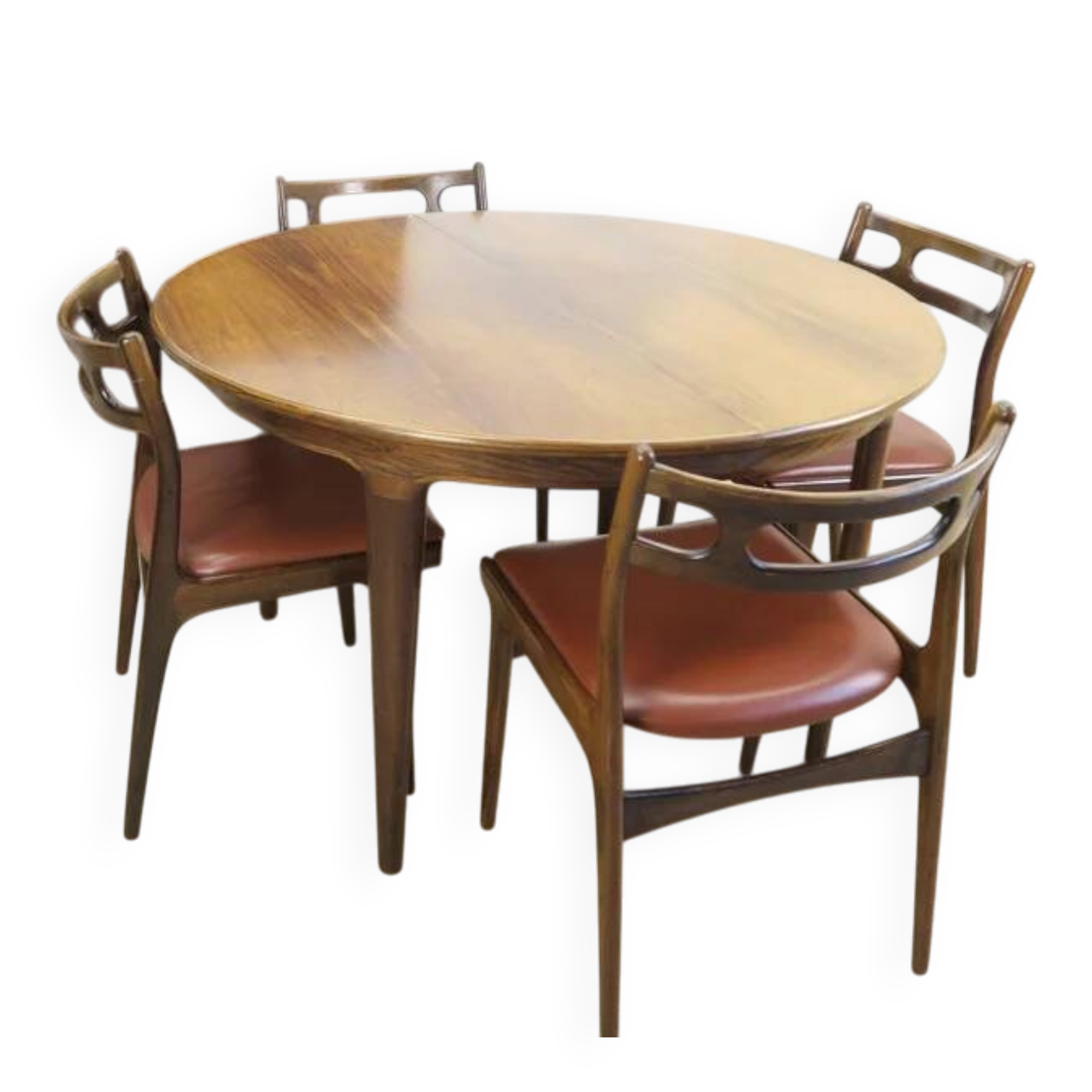 Dining room set in rosewood with table and 4 chairs, 1960s.