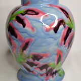 Ricard enamelled ceramic vase, signed, 28 cm
