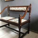 Vintage Antique Hall Bench 2-Person