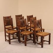 Solid oak chairs, France, 1950s