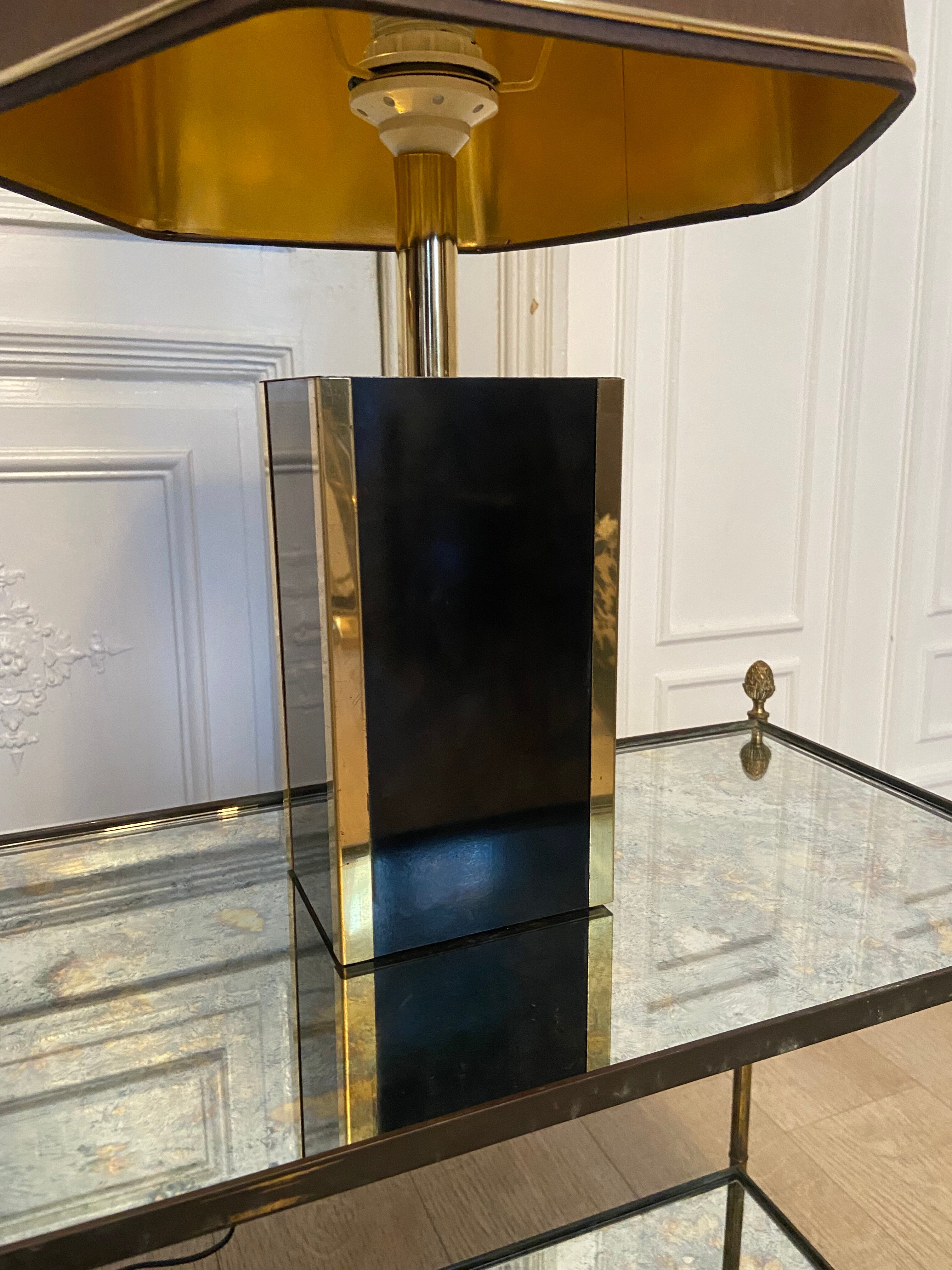 Pair of black and gold lacquered lamps, 1980s