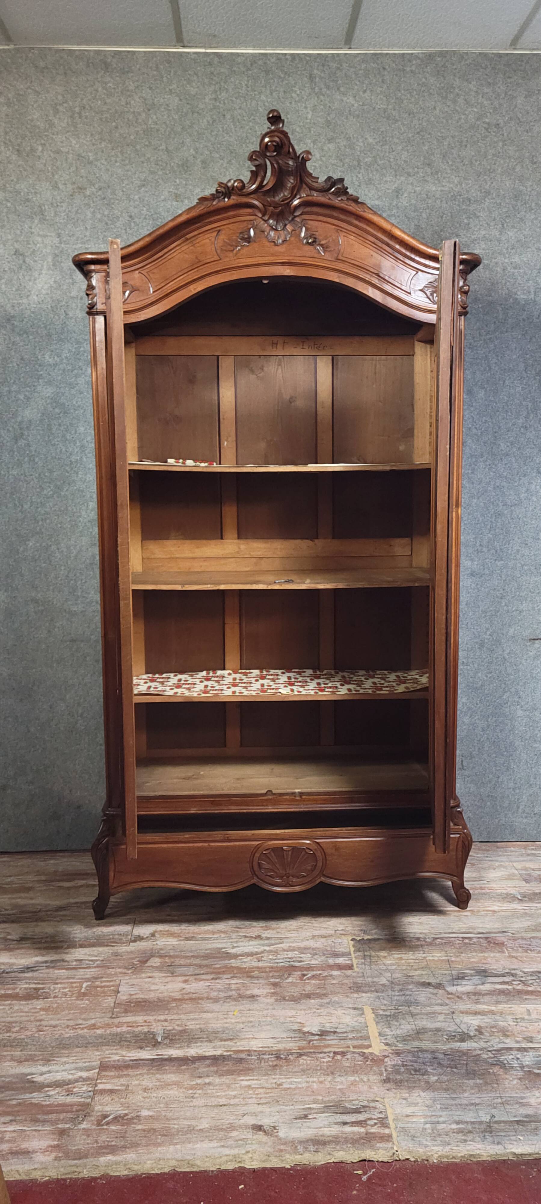 Antique mirrored wardrobe in Louis XV Rococo style