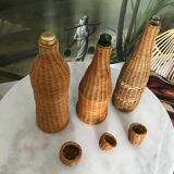 Set of 3 rattan bottles