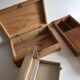 Ensemble de 3 boites en bois toilette de pension vintage
