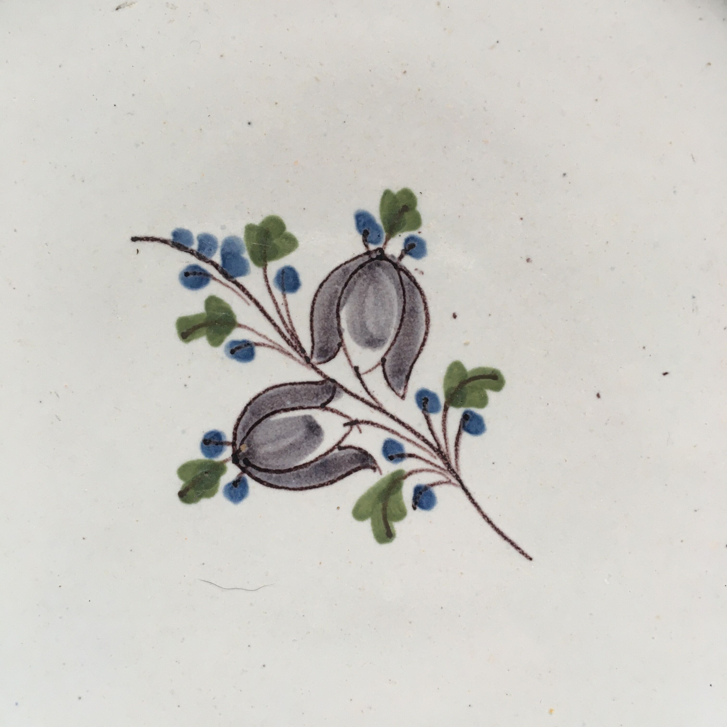 Plate faience 19th decoration flowers "tulips"