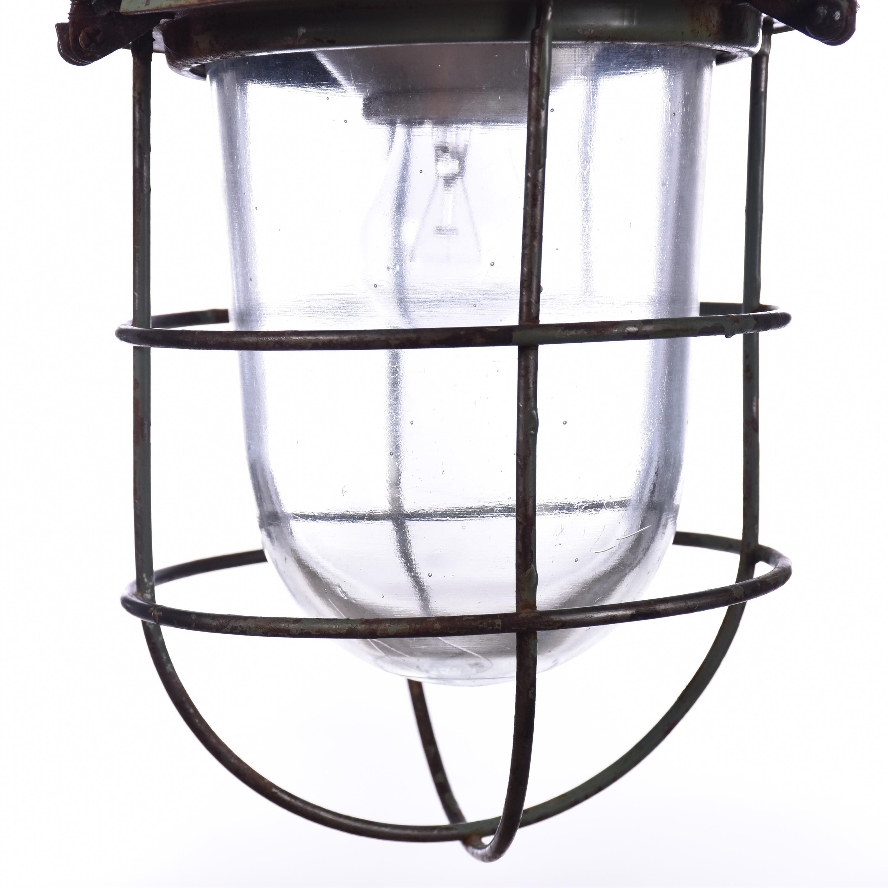 Industrial cage lamp green