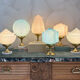 Art Deco lamp from the 1930s in turquoise opaline.