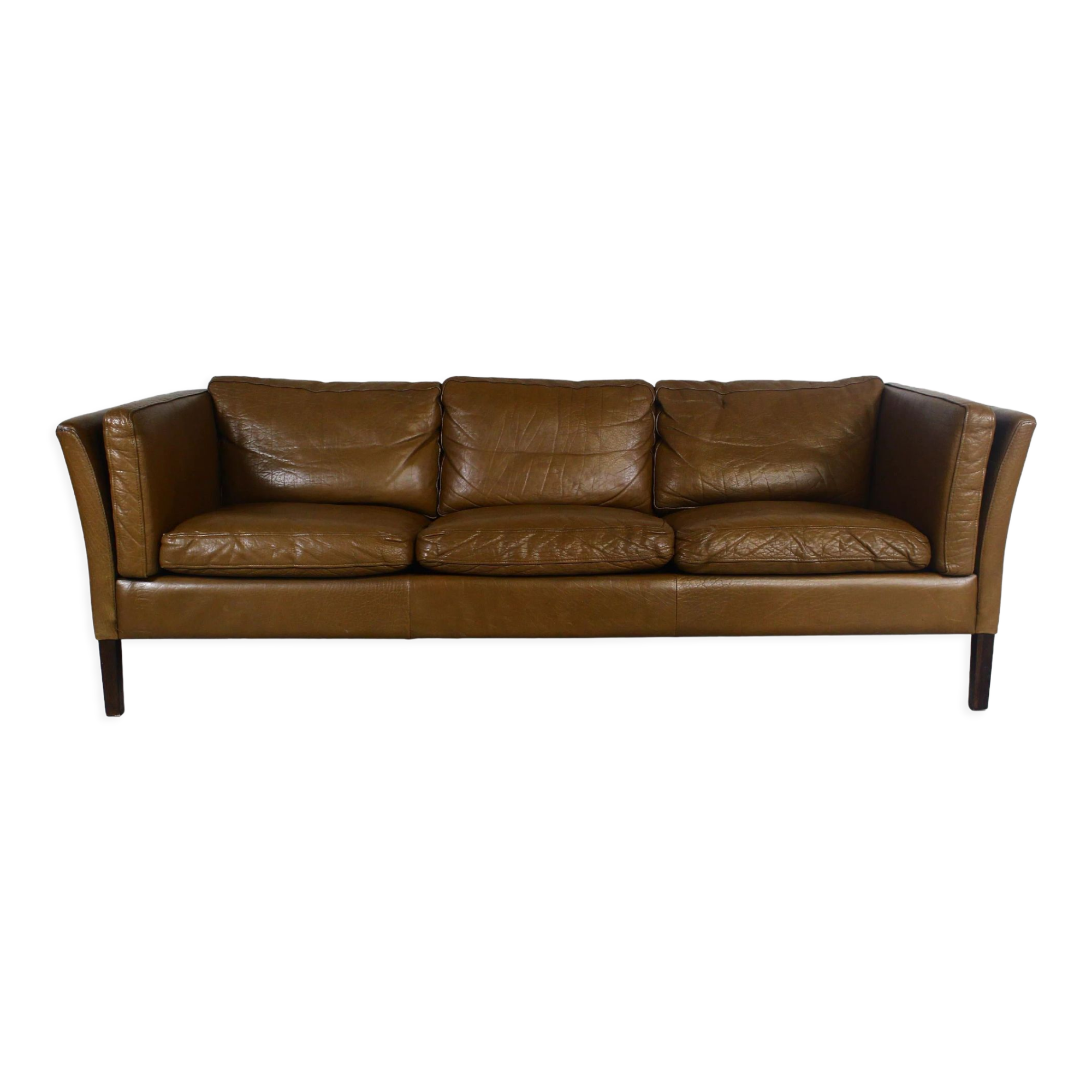 1970s brown leather sofa by Vejen Polstermøbelfabrik