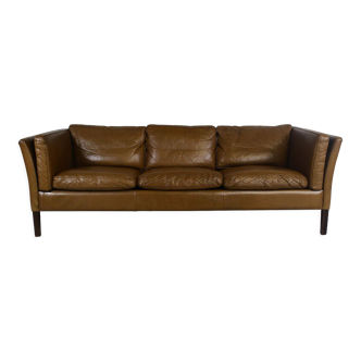 1970s brown leather sofa by Vejen Polstermøbelfabrik