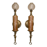 Pair of Candle Holder Style Wall Lights with Melted Wax