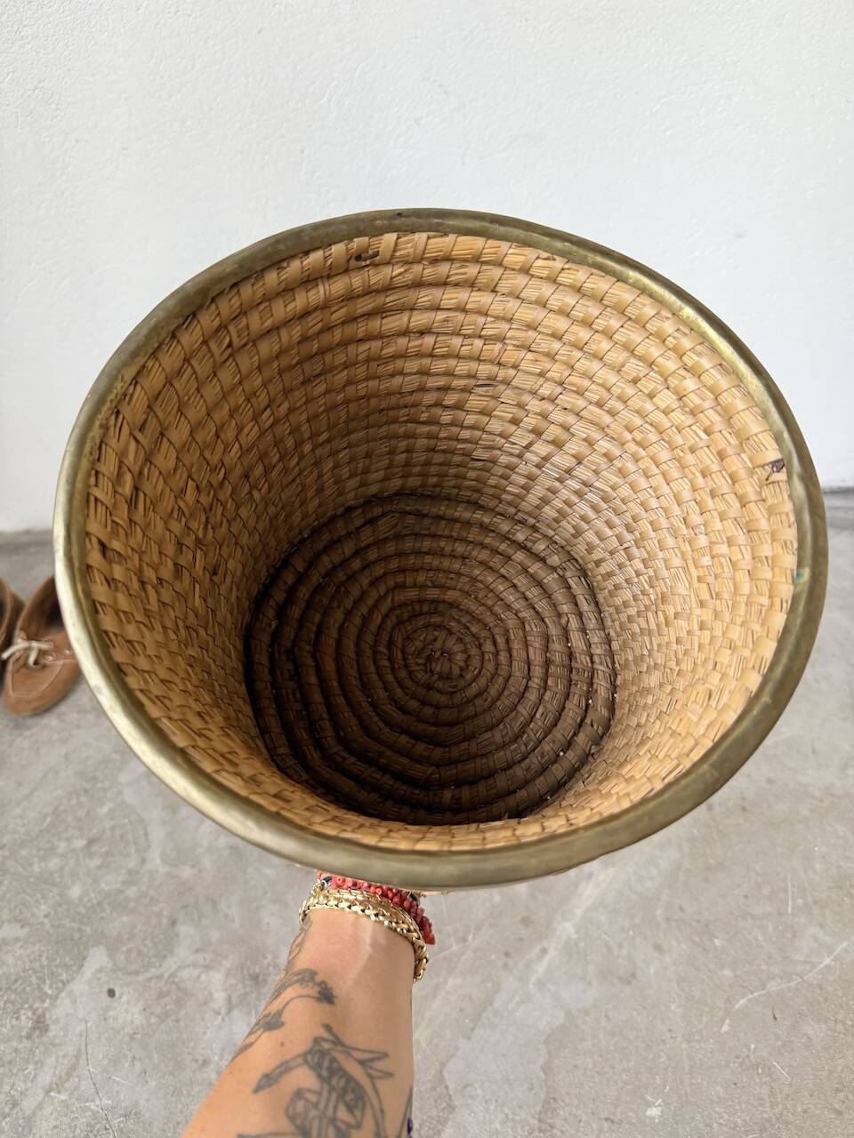 Rattan basket 1970, Italy