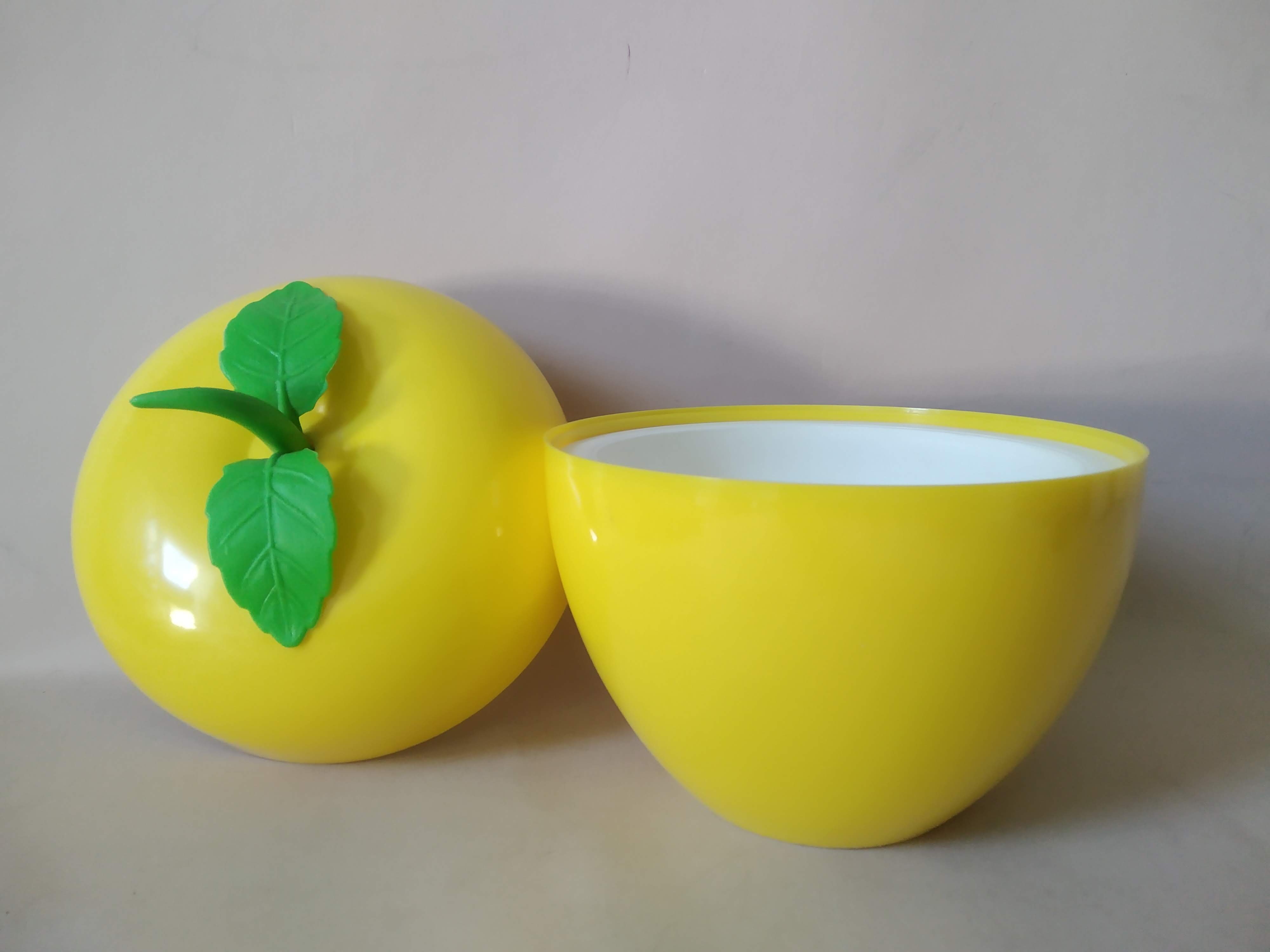 Seau à glaçons pomme jaune Veropam vintage 70's