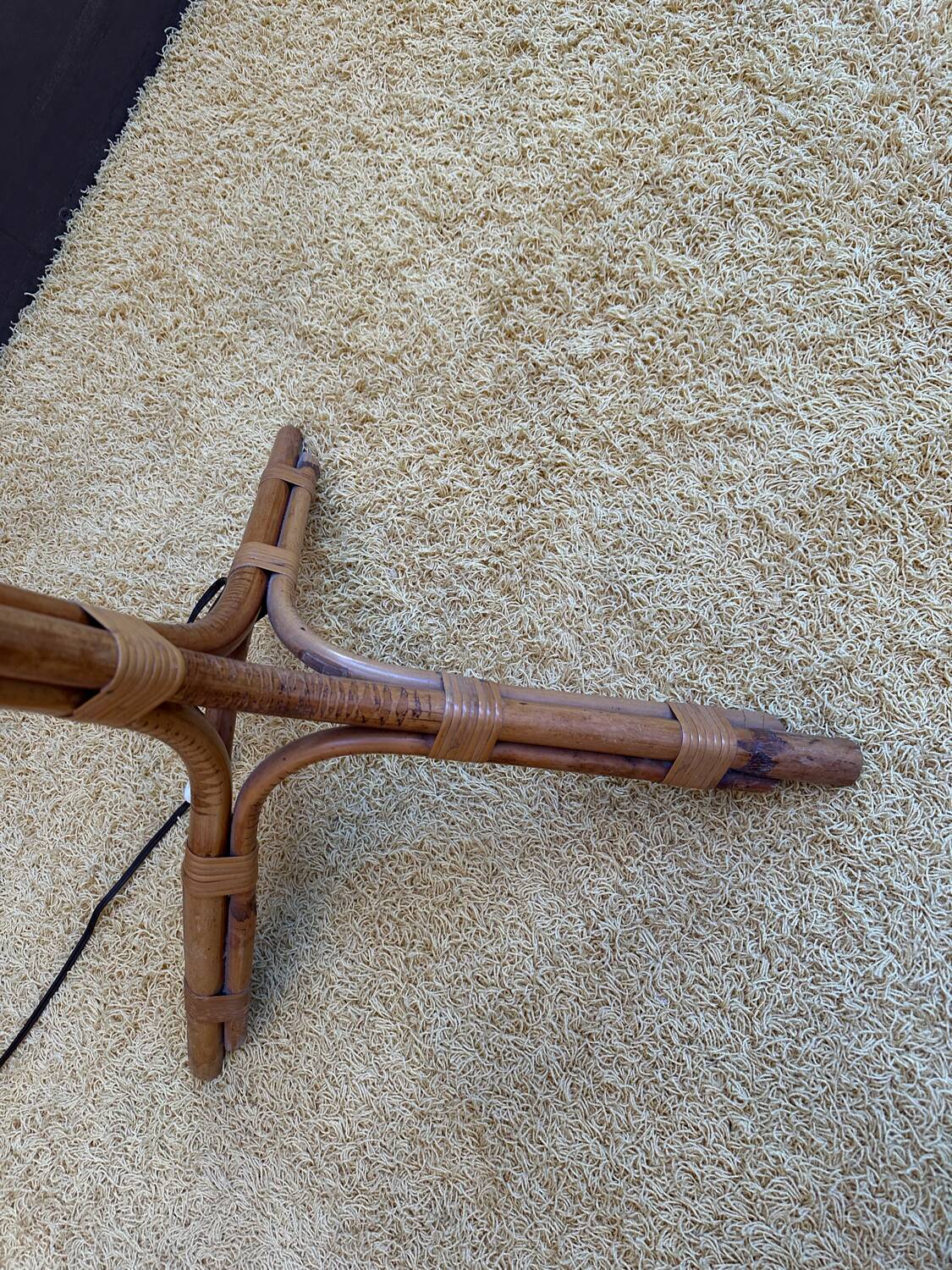 Tripod rattan floor lamp