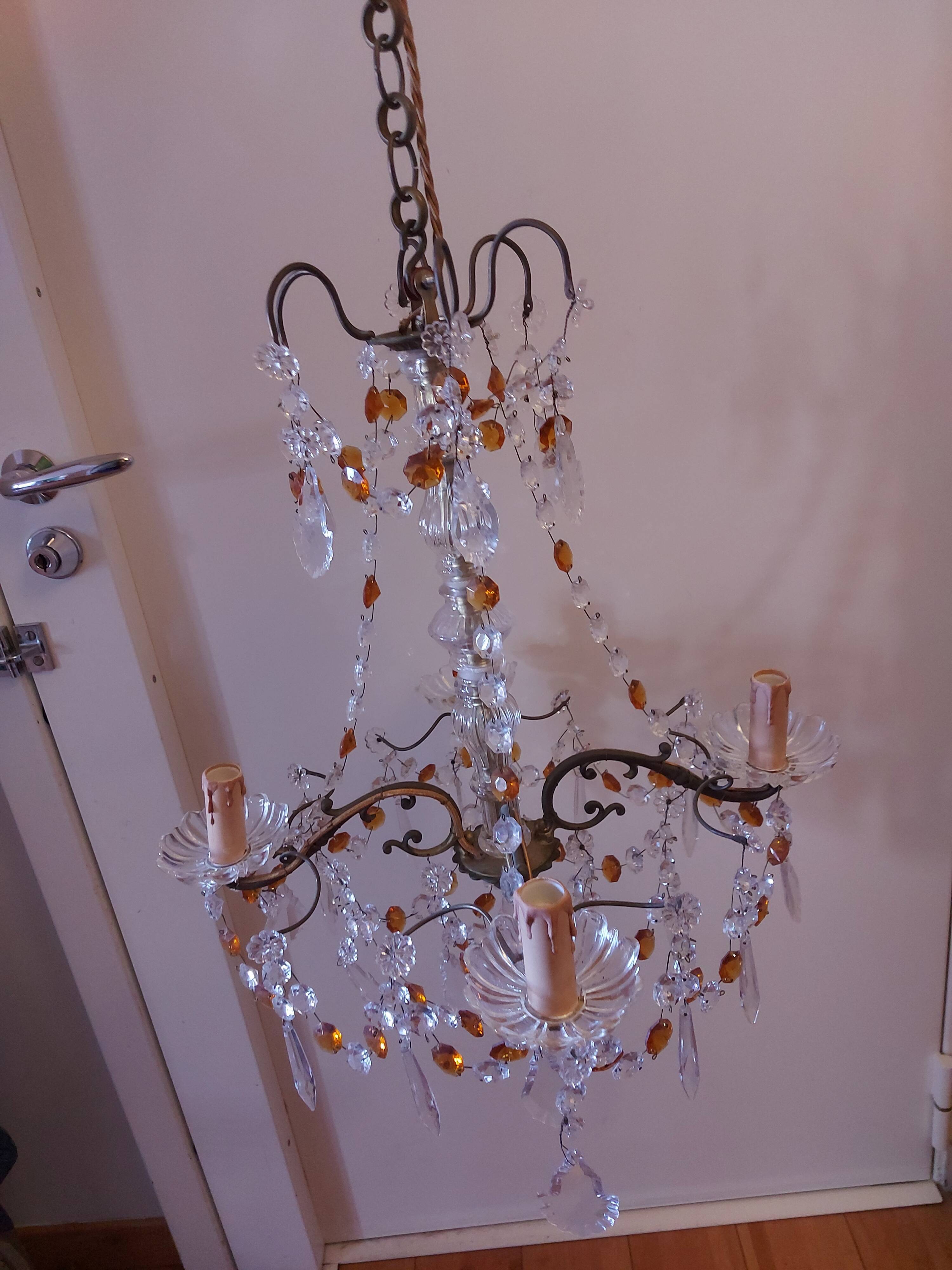 Chandelier to, colored crystal tassels