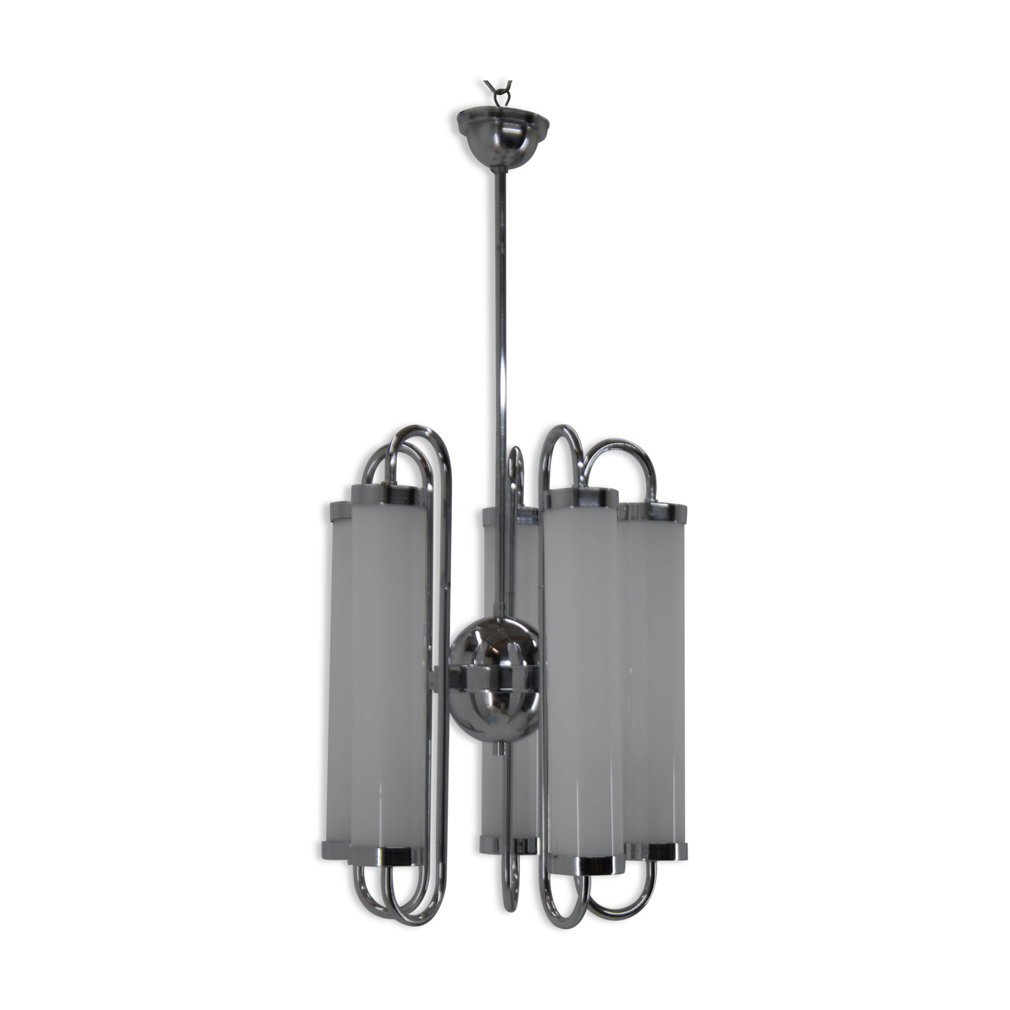 5-flamming tubular bauhaus chandelier, 1930s