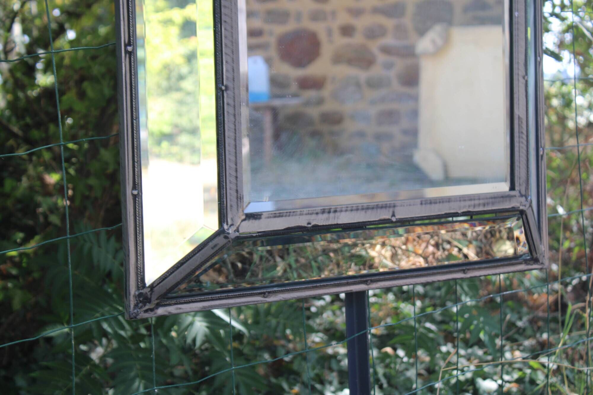 Miroir vintage en métal à parcloses – 5 glaces biseautées