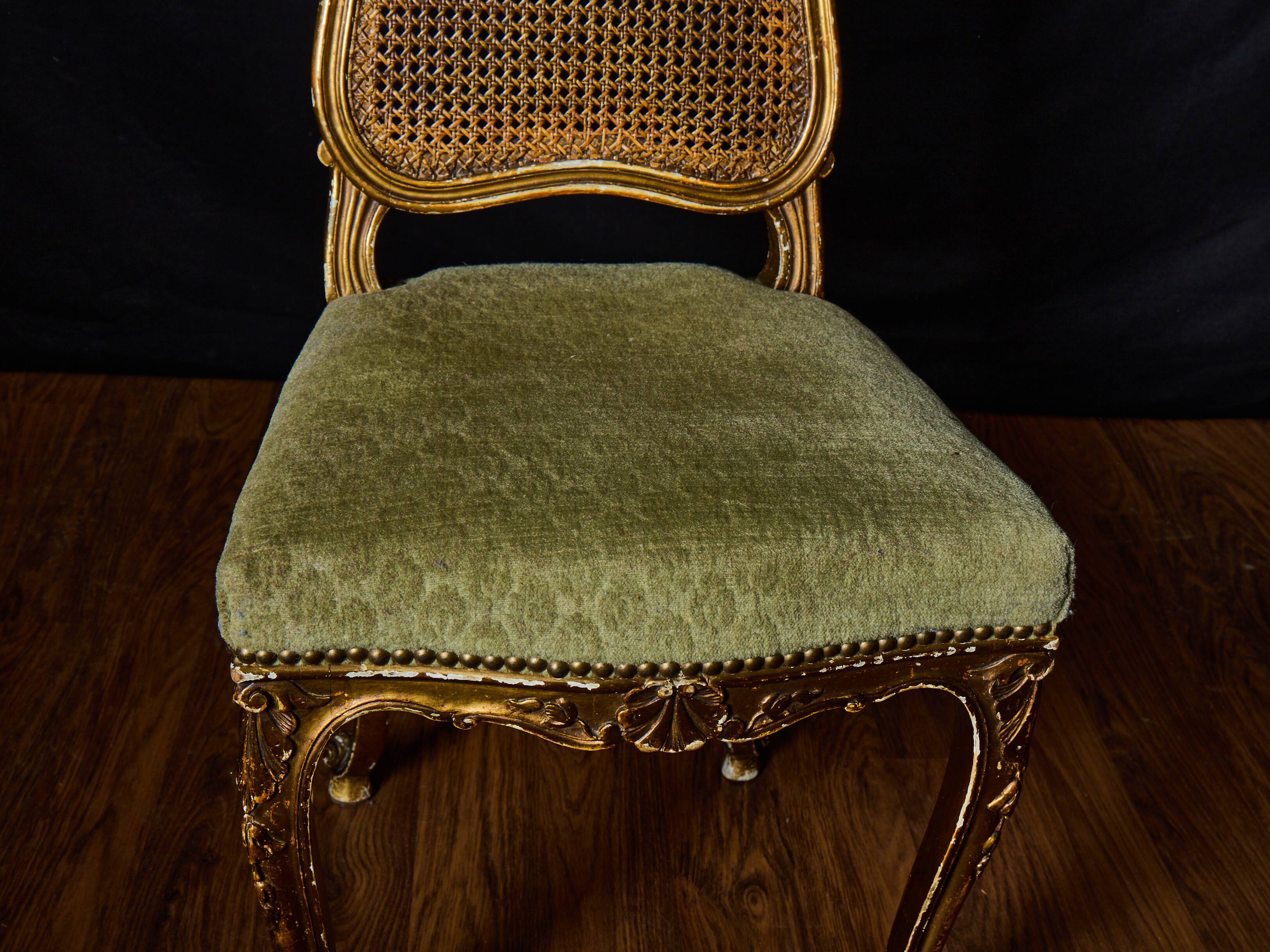 Set of 4 Louis XV style gilded chairs – Musician chair style