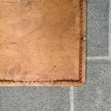 Old rectangular beveled mirror in woven wicker - 60 cm