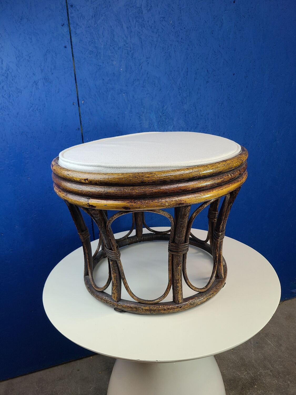 Pouf, rattan stool, new cushion