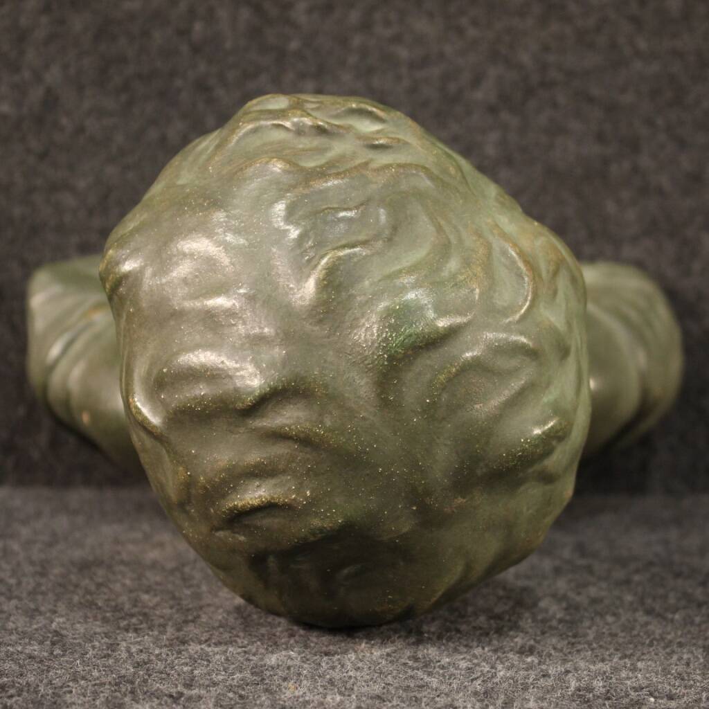 Sculpture in bronze painted terracotta bust of a child