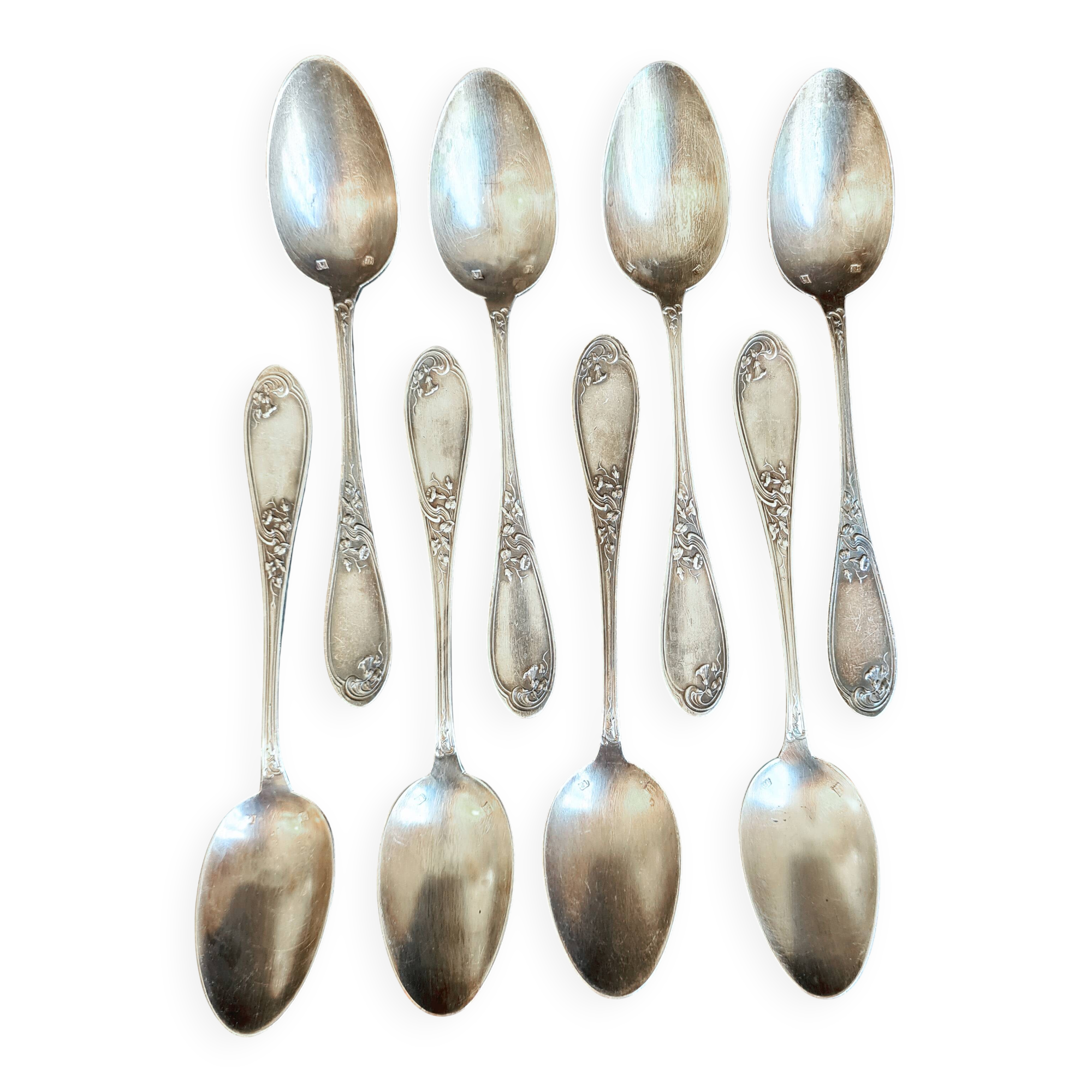 Vintage elegance: Set of 8 small silver-plated metal spoons – Ref 26
